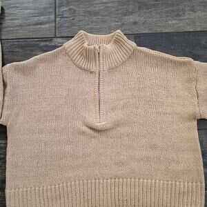 #520 Cupcake Clothing Beige 3/4 zip sweater